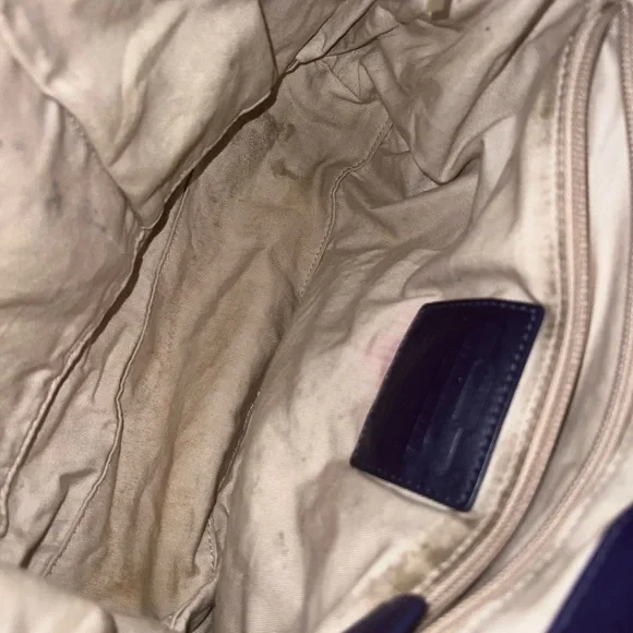 Coach Cream and Blue Shoulder Bag